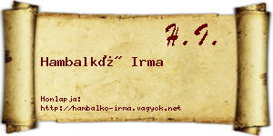 Hambalkó Irma névjegykártya