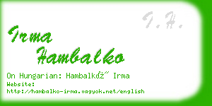 irma hambalko business card